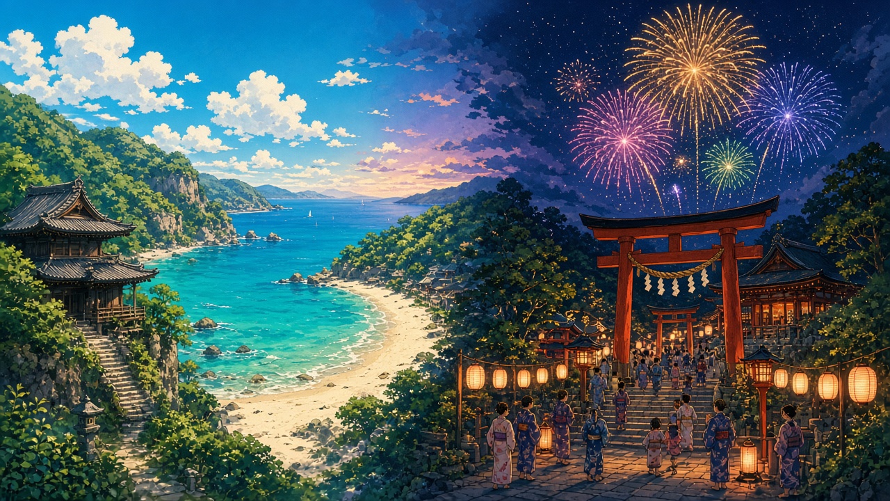 Nhạc Nhật mùa hè thanh xuân Kimibakari Nogizaka46 - Bức tranh mùa hè Nhật Bản và đêm lễ hội pháo hoa Matsuri phong cách Ghibli